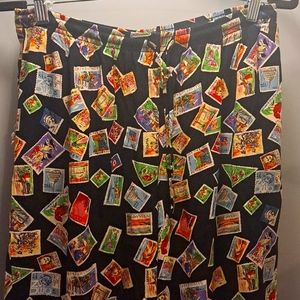 Vintage funky postage stamp wide leg ankle pants, sz L